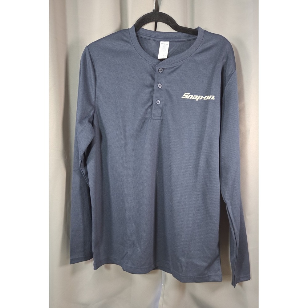 Snap-On Blue Logo Navy Henley Shirt Large NWT